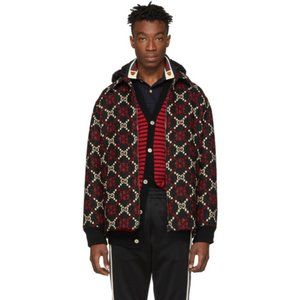 Authentic Gucci GG Jacquard Monogram Marco Diamond Wool Jacket